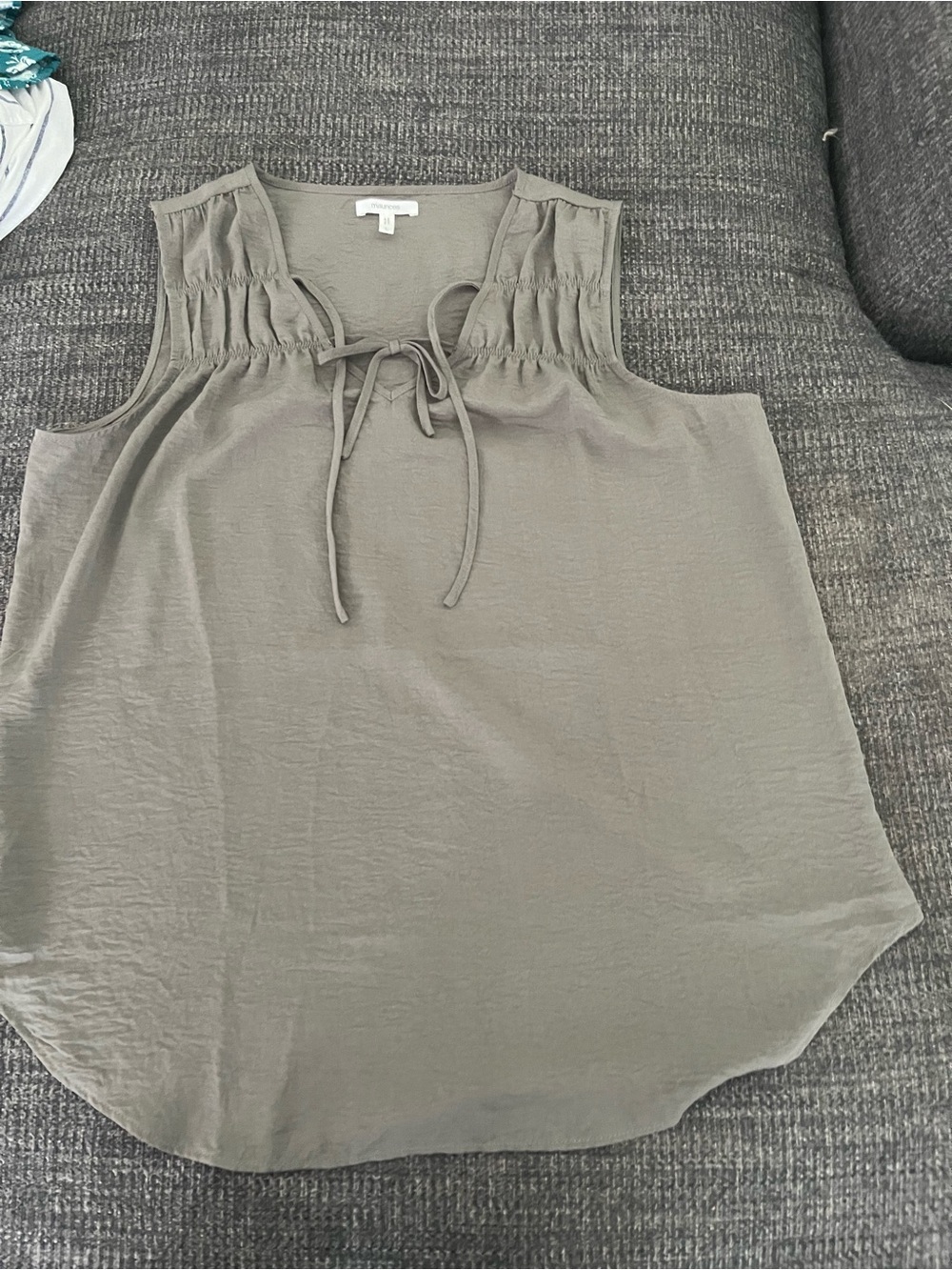 Maurices Olive Tie-Neck Sleeveless Blouse